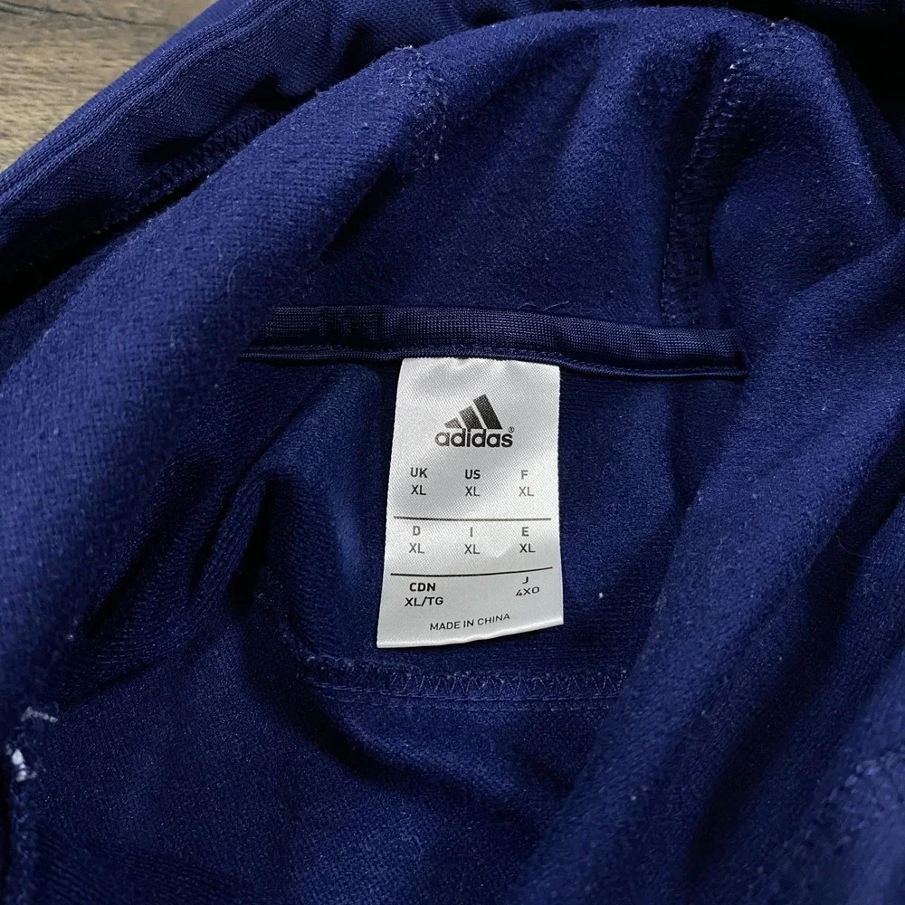 Adidas Hoodie Mens XL Navy Blue Blacksburg Soccer Pullover 3‎ Stripe Sweatshirt
